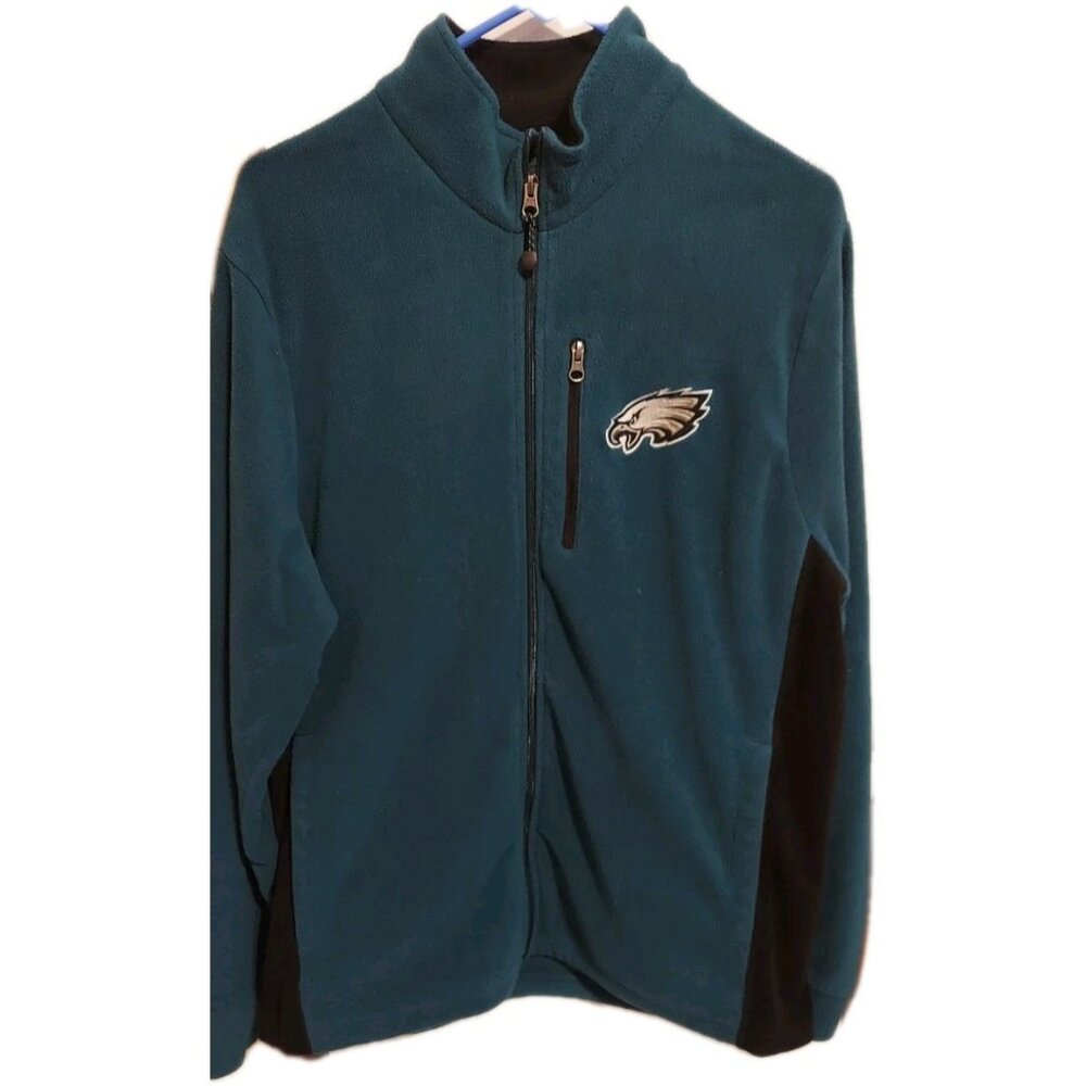 Philadephia Eagles NFL Men's Large‎ Green Fleece Full Zip Sweatshirt Jacket